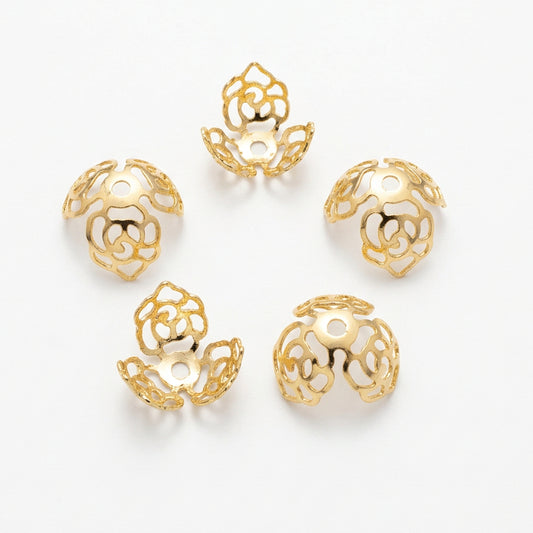 Metal Rose Bead Caps