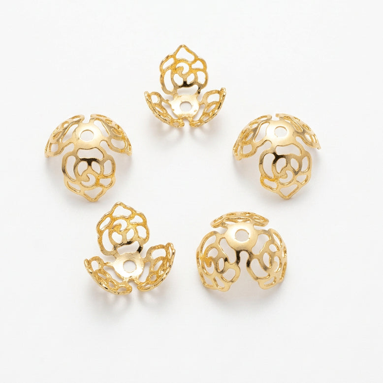Metal Rose Bead Caps