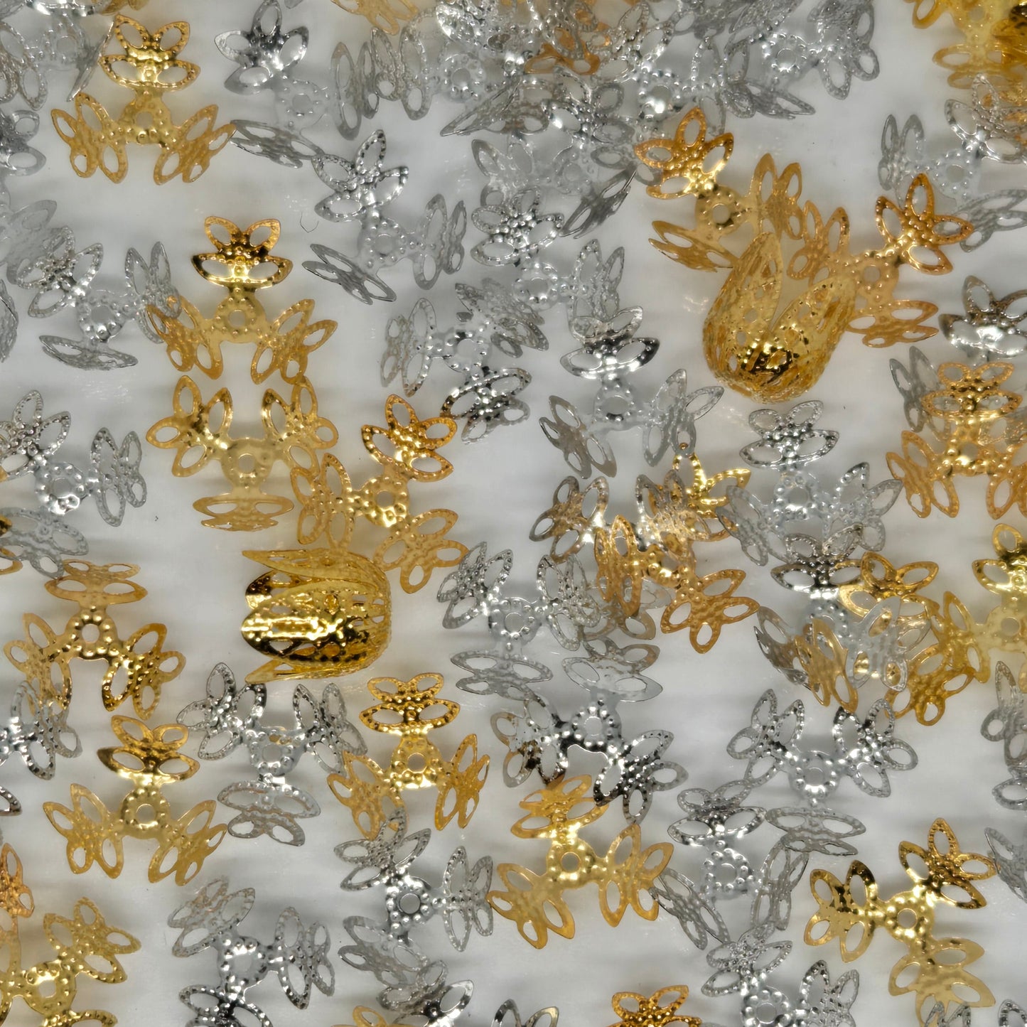 Bead-Caps Silver & Gold Mix