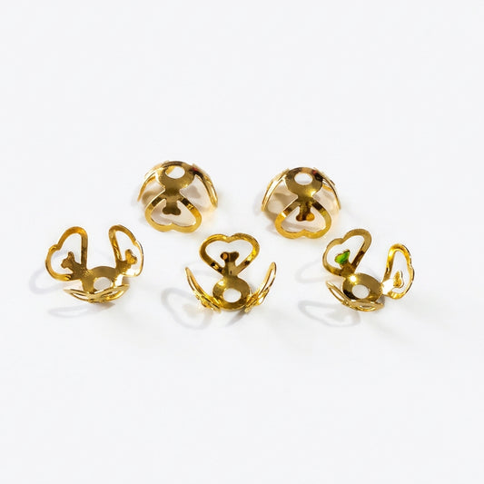 Metal Heart Bead Caps