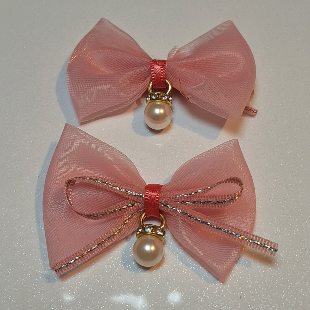 Fabric Bow with Pearl