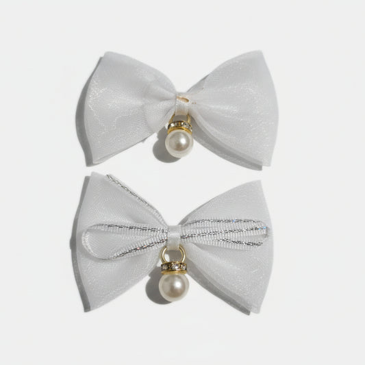 Fabric Bow with Pearl