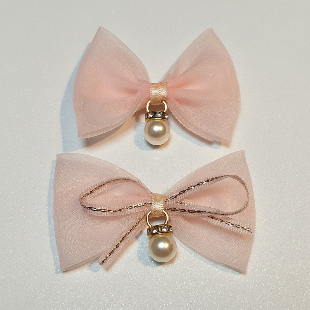 Fabric Bow with Pearl